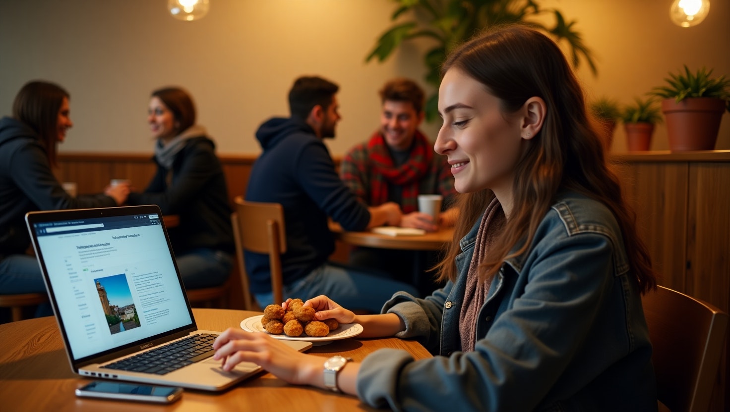 Student in een gezellig café in Nederland